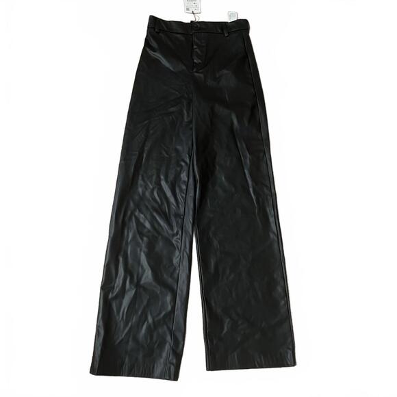 Zara, Small, Black, Faux Leather Tapered Pants - Picture 1 of 8